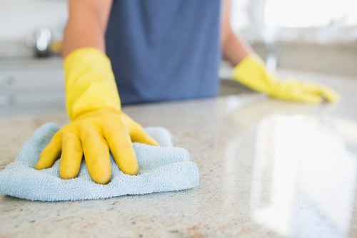 Sanitised office surfaces and floors in an SW3 workplace